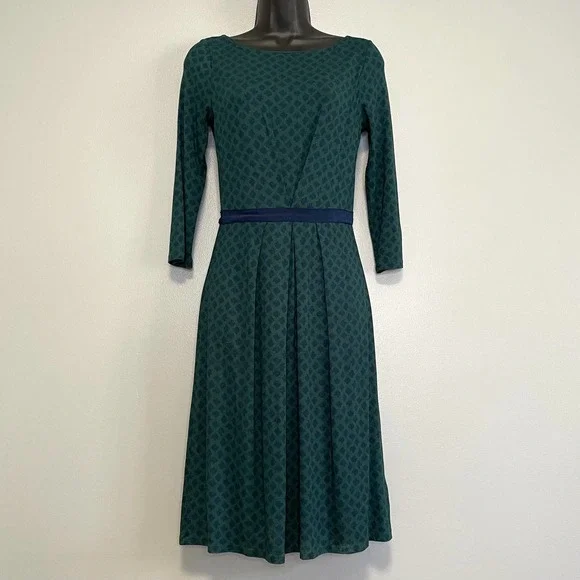 Boden | Dresses | Boden Veronica Jersey Smart Pleated Sheath Day Dress 2  Green Blue | Poshmark